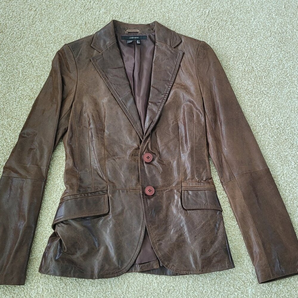 Zara Basic Leather Jacket Size Small - image 1